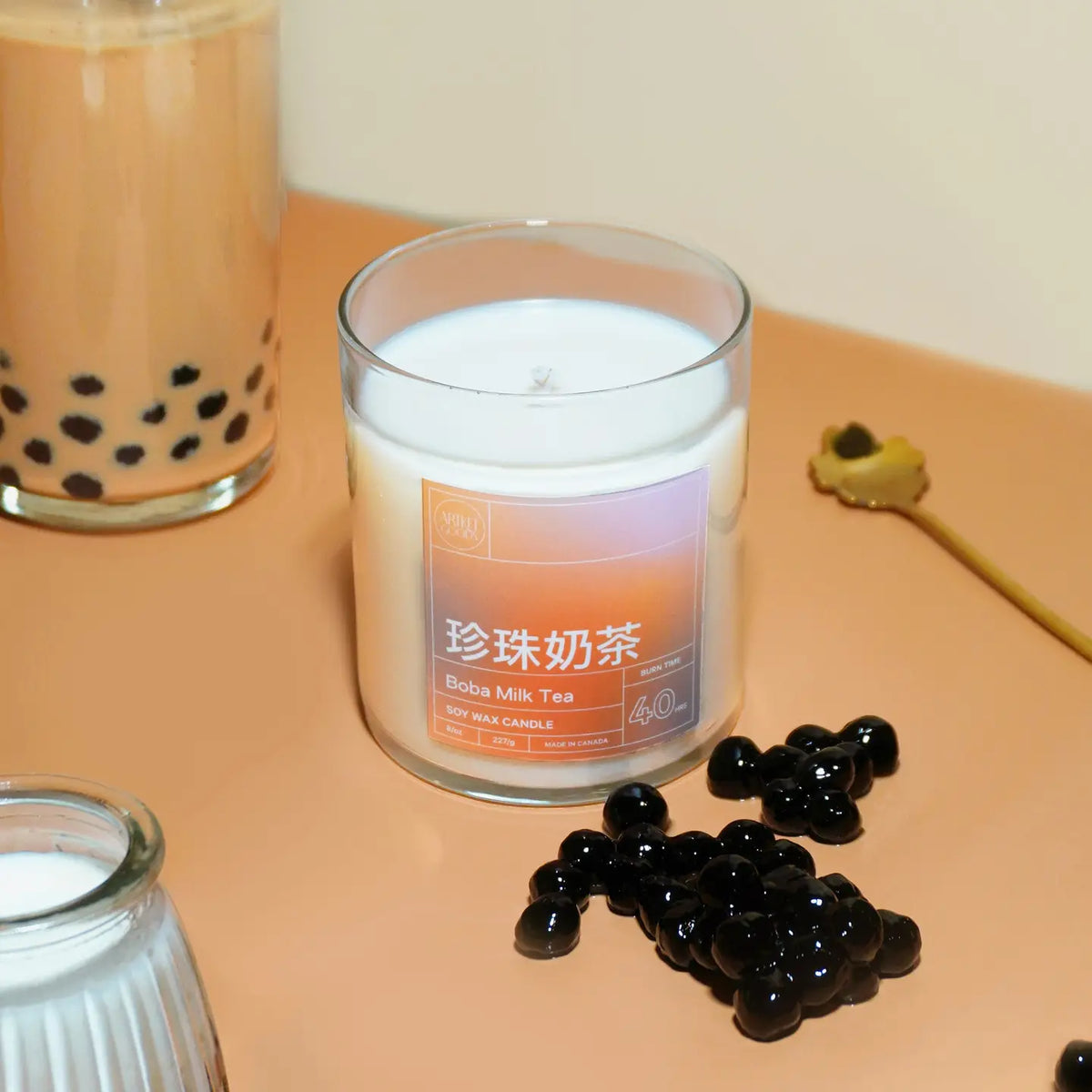ArtketGoods Boba Milk Tea Soy Wax Candle