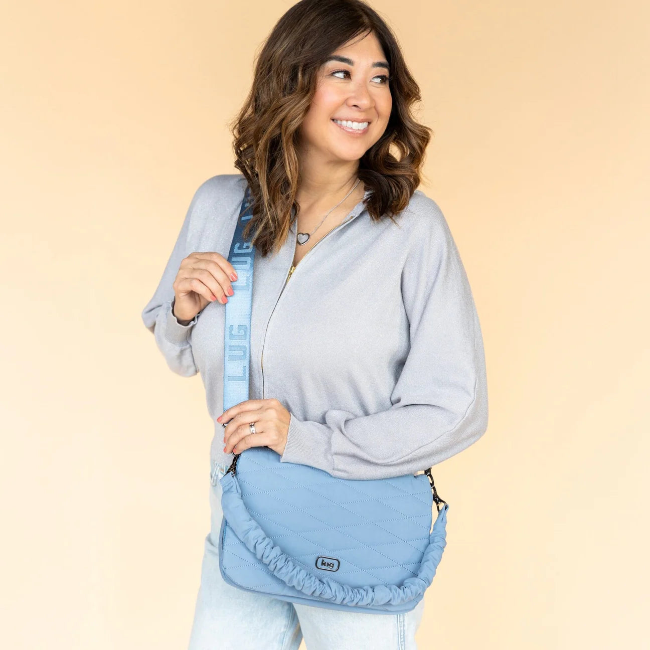 Lug Bina Fold Over Crossbody Bag Black