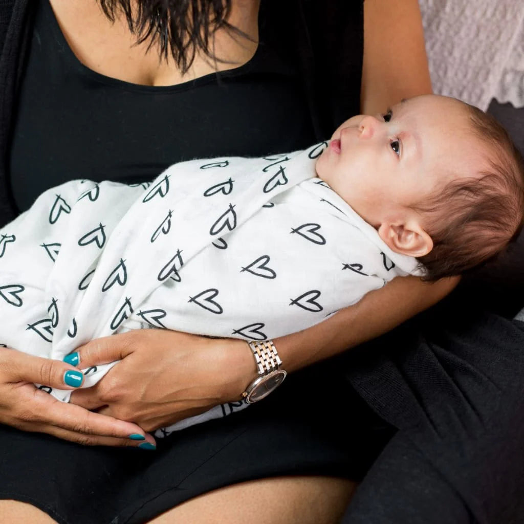 Lulujo Messy Hearts Swaddle Blanket