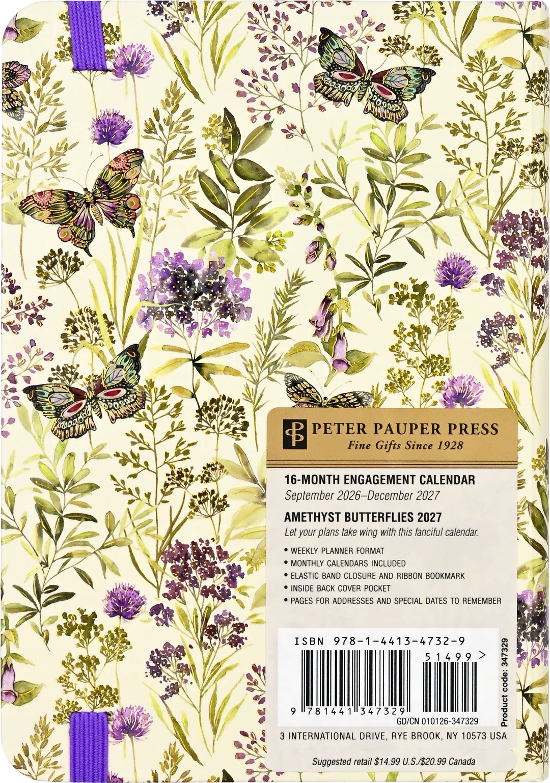 2027 Amethyst Butterflies Weekly Planner