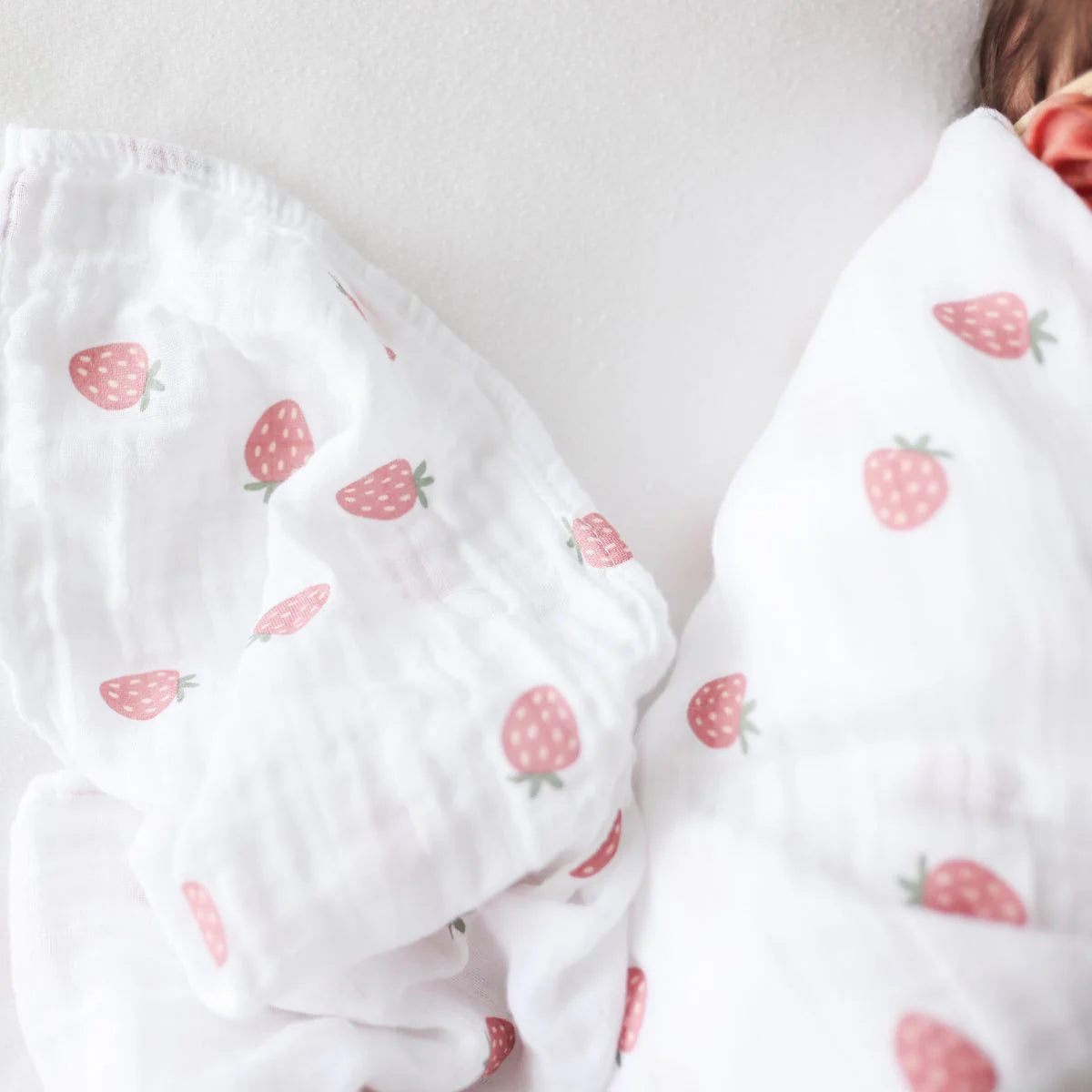 Lulujo Strawberries Swaddle Blanket