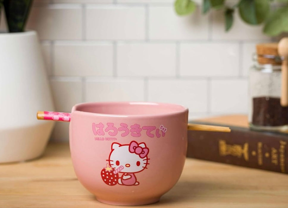 Hello Kitty Ramen Bowl With Chopsticks
