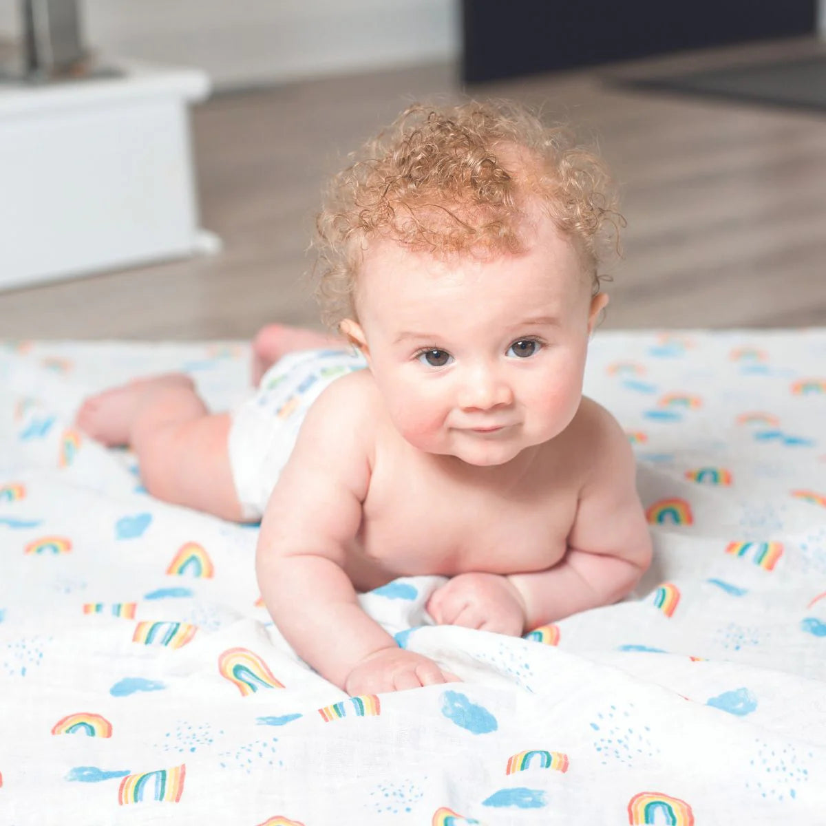 Lulujo Rainbow Sky Swaddle Blanket