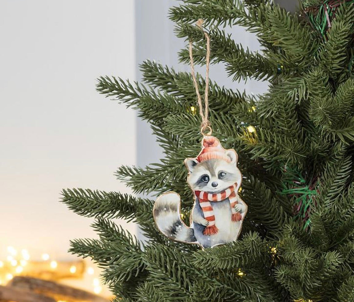 Tin Raccoon Ornament