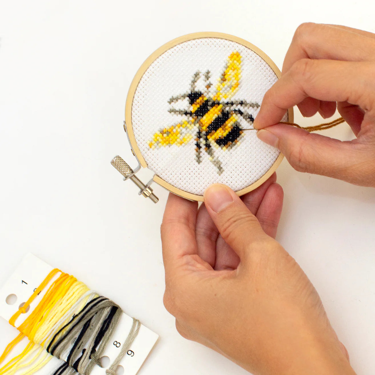 Kikkerland Bee Mini Cross Stitch Embroidery Kit