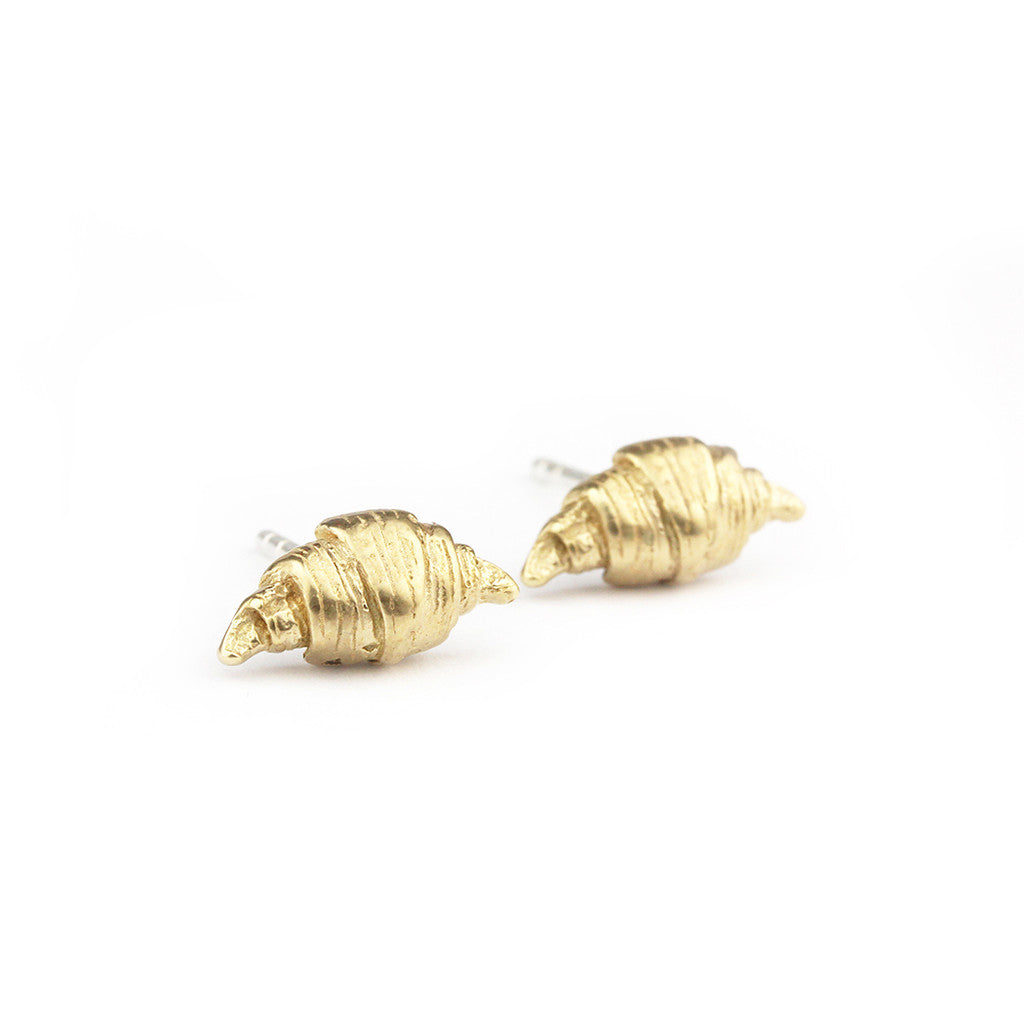 Marmalade Bronze Sculpted Croissant Studs