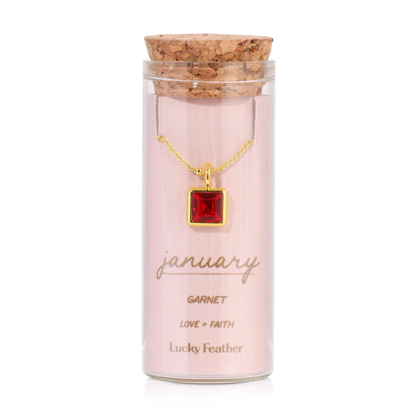 Lucky Feather Bottled Birthstone Necklace