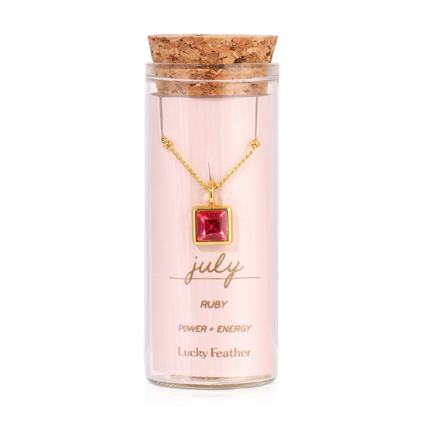 Lucky Feather Bottled Birthstone Necklace