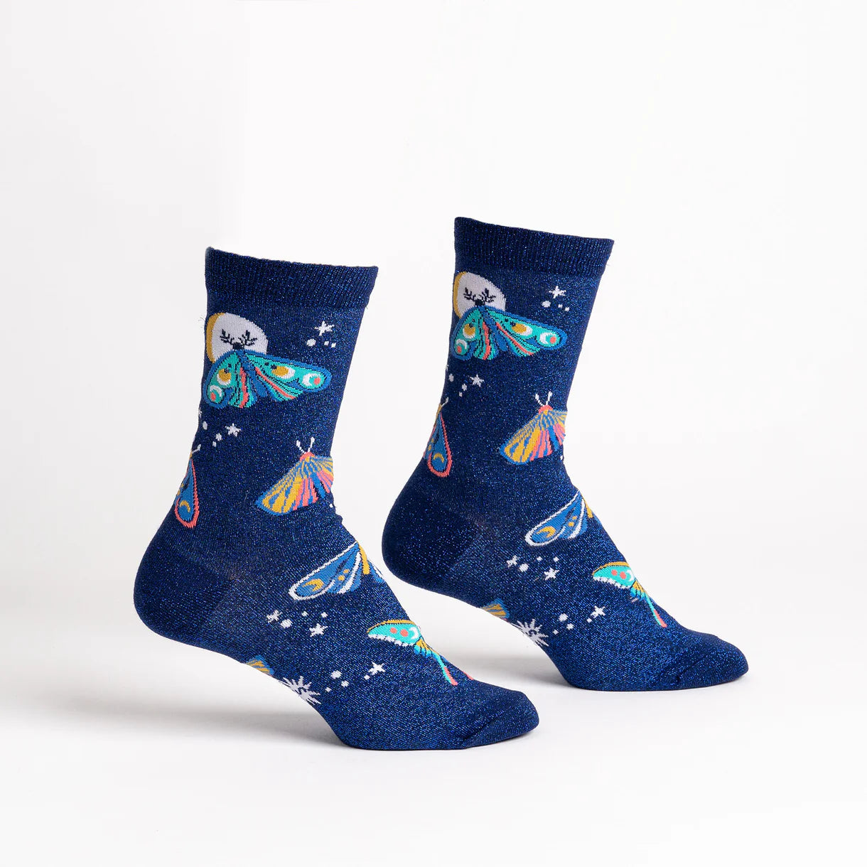 SOCK IT TO ME Womens Shimmer Moth Crew Socks