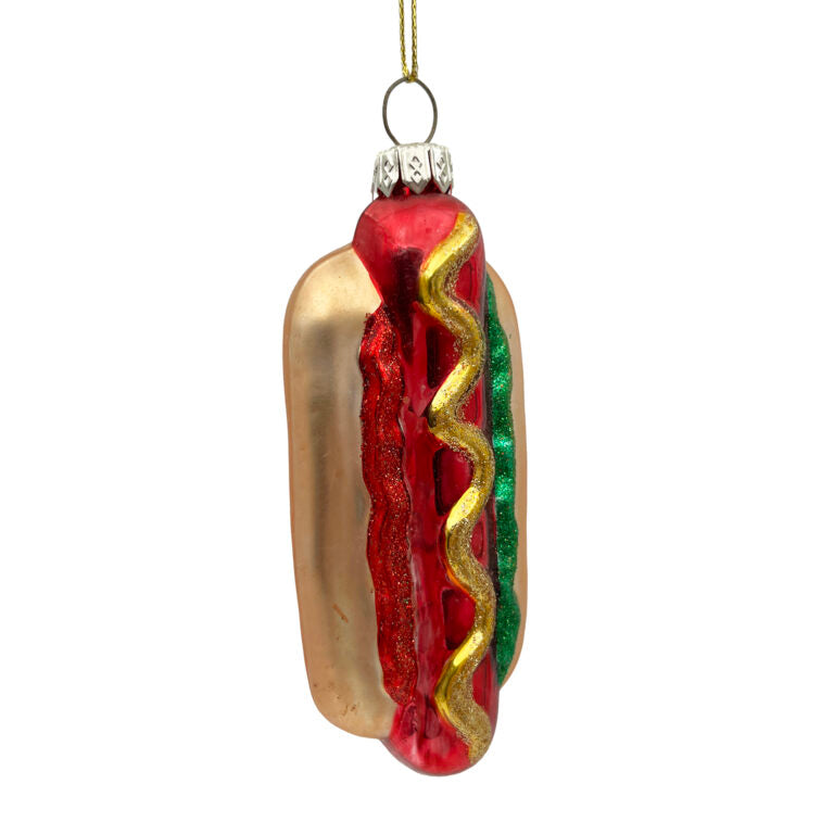 Hot Dog Glass Ornament