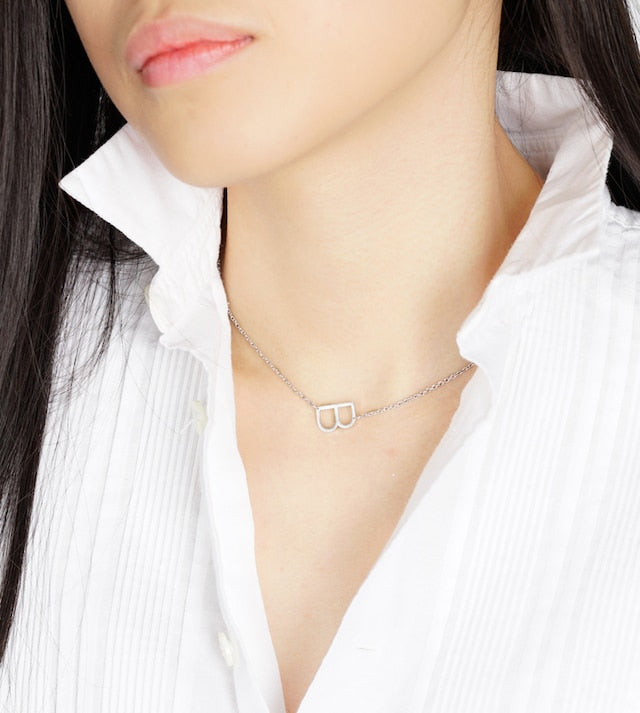jj+rr Asymmetrical Initial Necklace