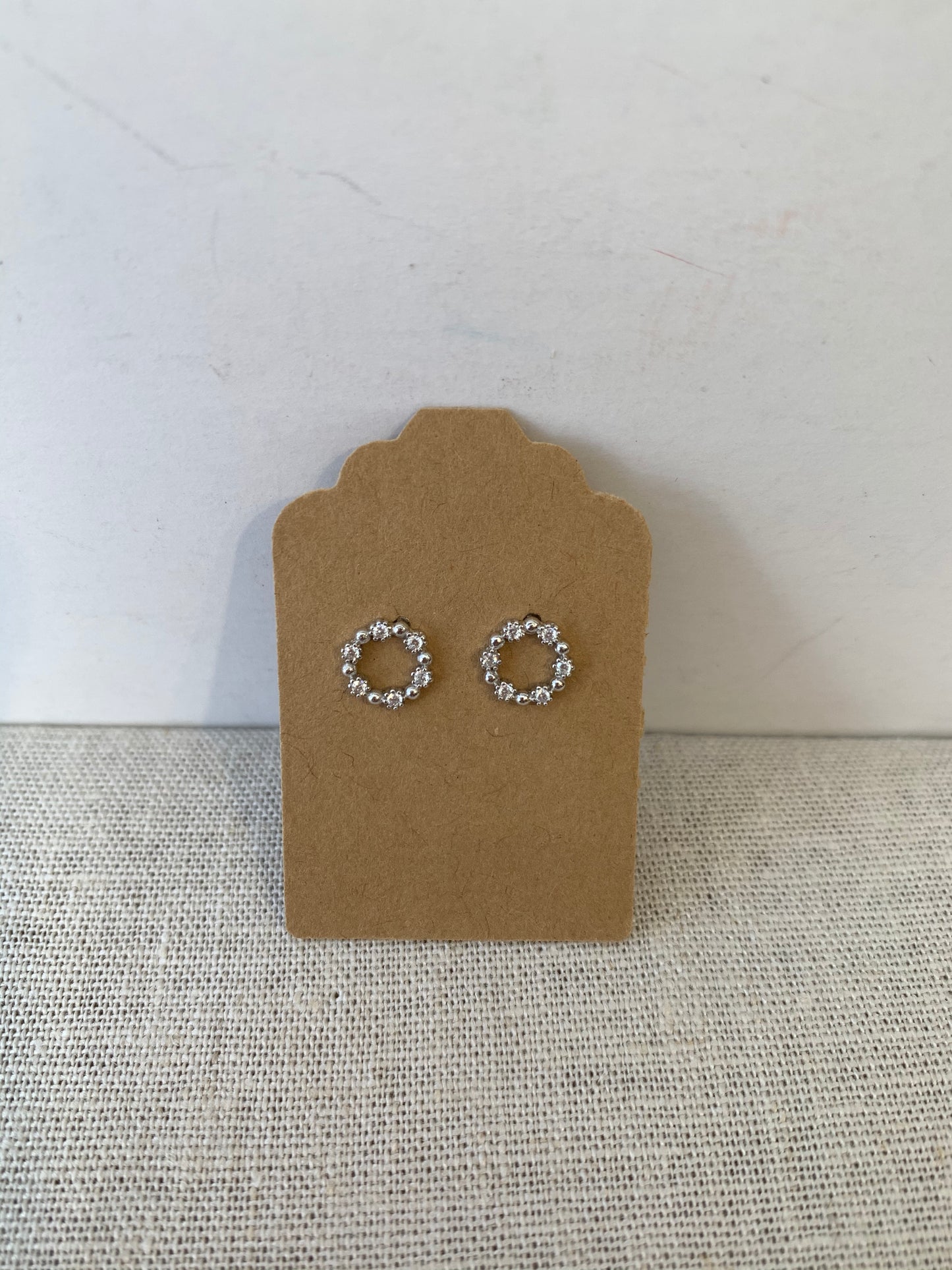 Circle Stone Stud Earrings