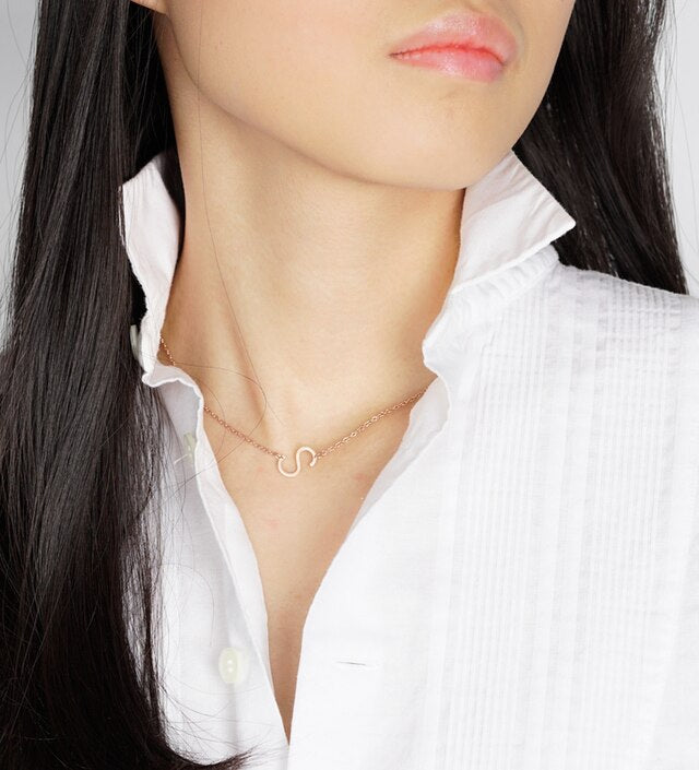 jj+rr Asymmetrical Initial Necklace