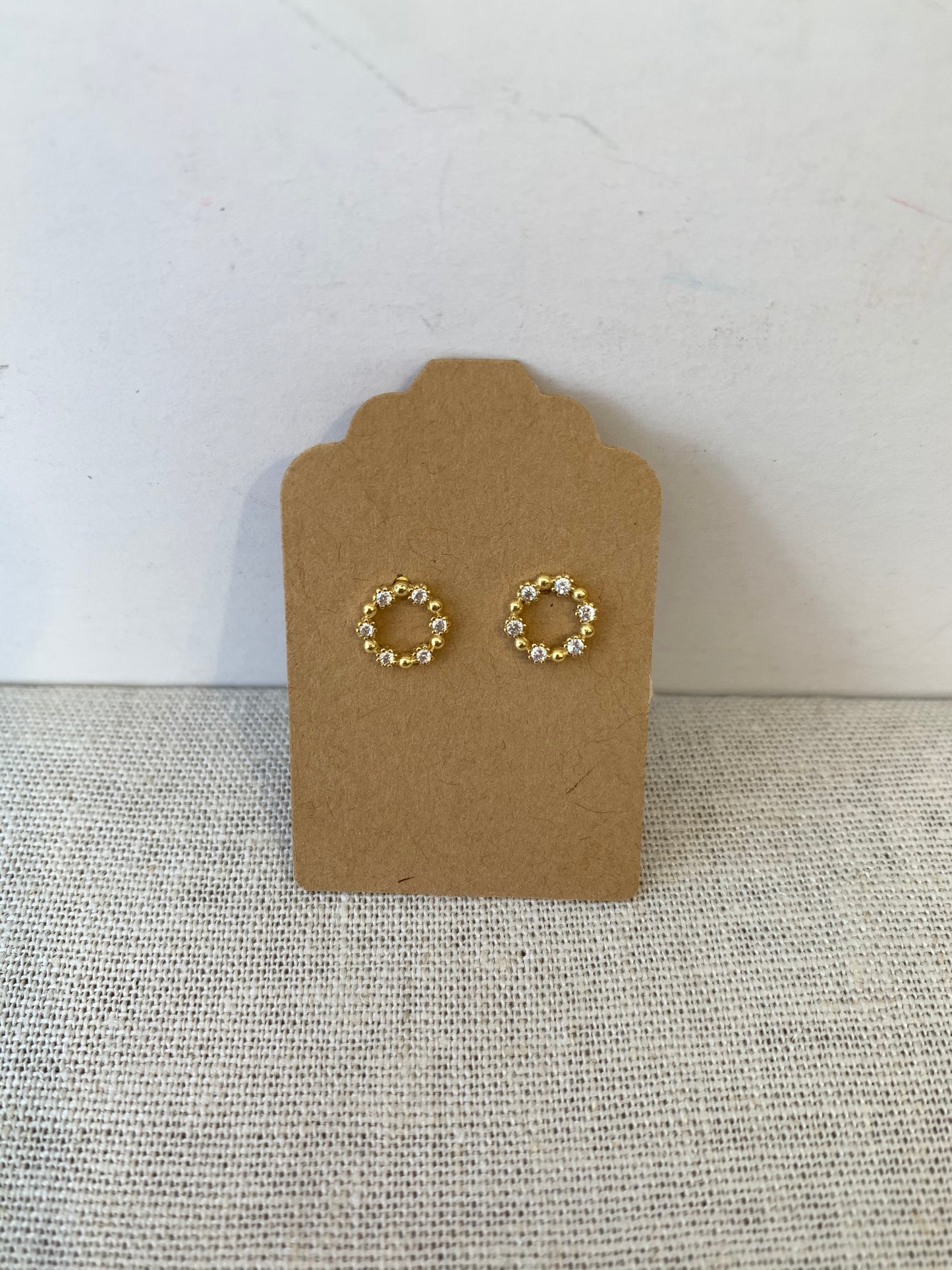 Circle Stone Stud Earrings