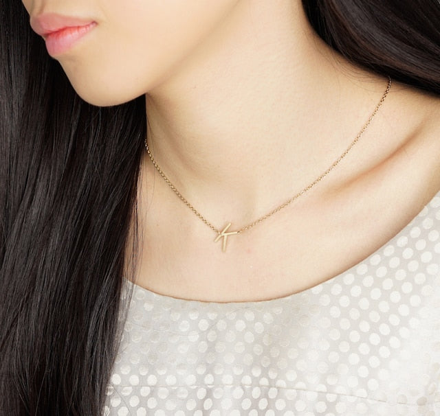 jj+rr Asymmetrical Initial Necklace