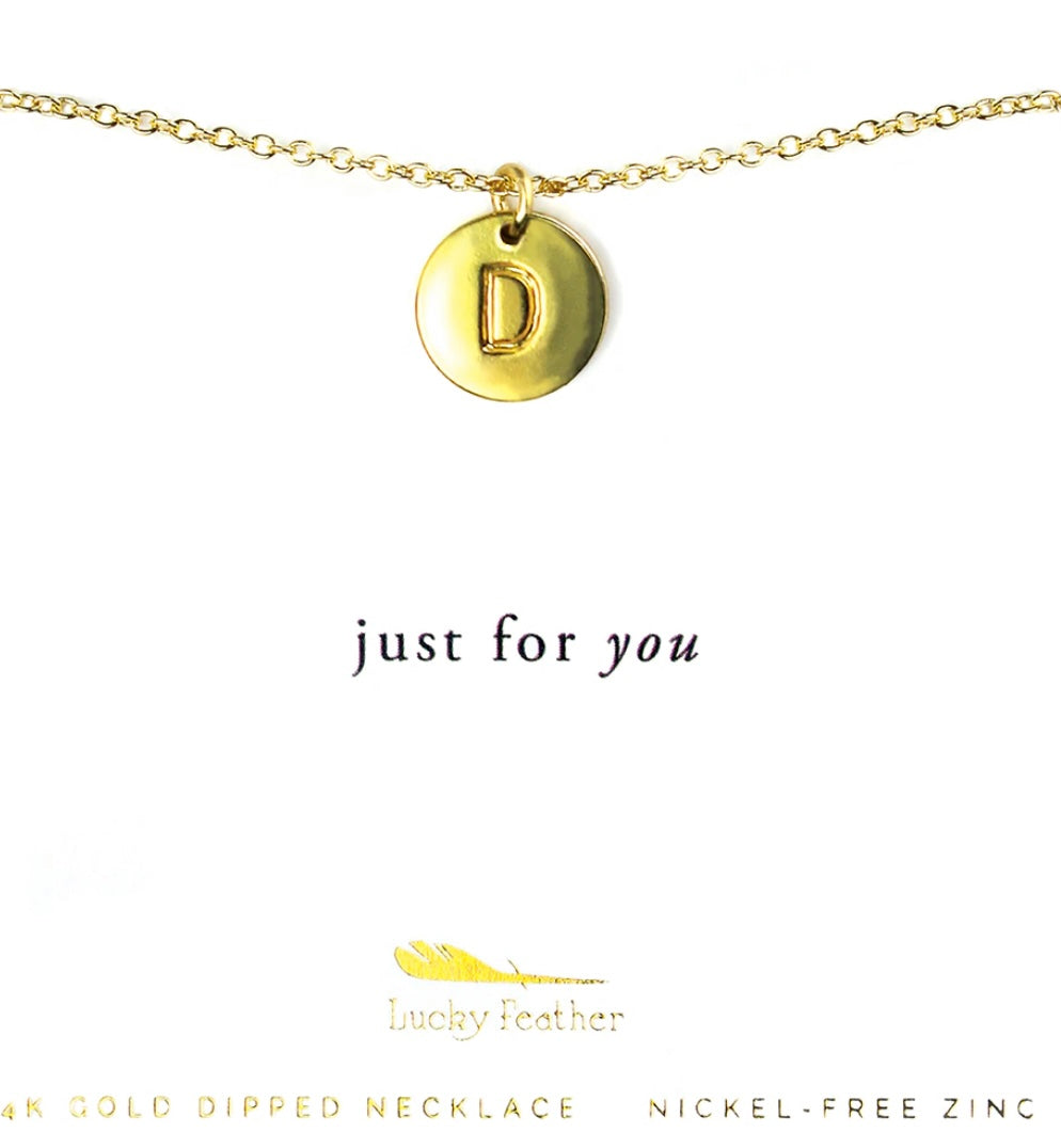 Lucky Feather Gold Initial Necklace