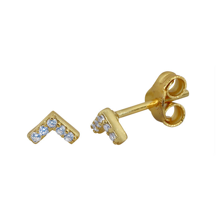 Chevron Cubic Zirconia Stud Earrings