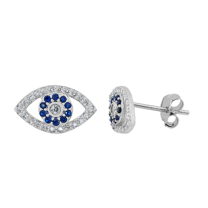 Evil Eye Cubic Zirconia Stud Earrings