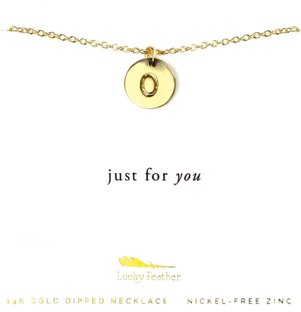 Lucky Feather Gold Initial Necklace
