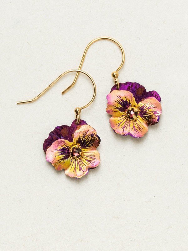 Holly Yashi Garden Pansy Drop Earrings