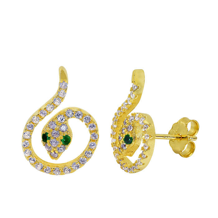 Snake Cubic Zirconia Stud Earrings