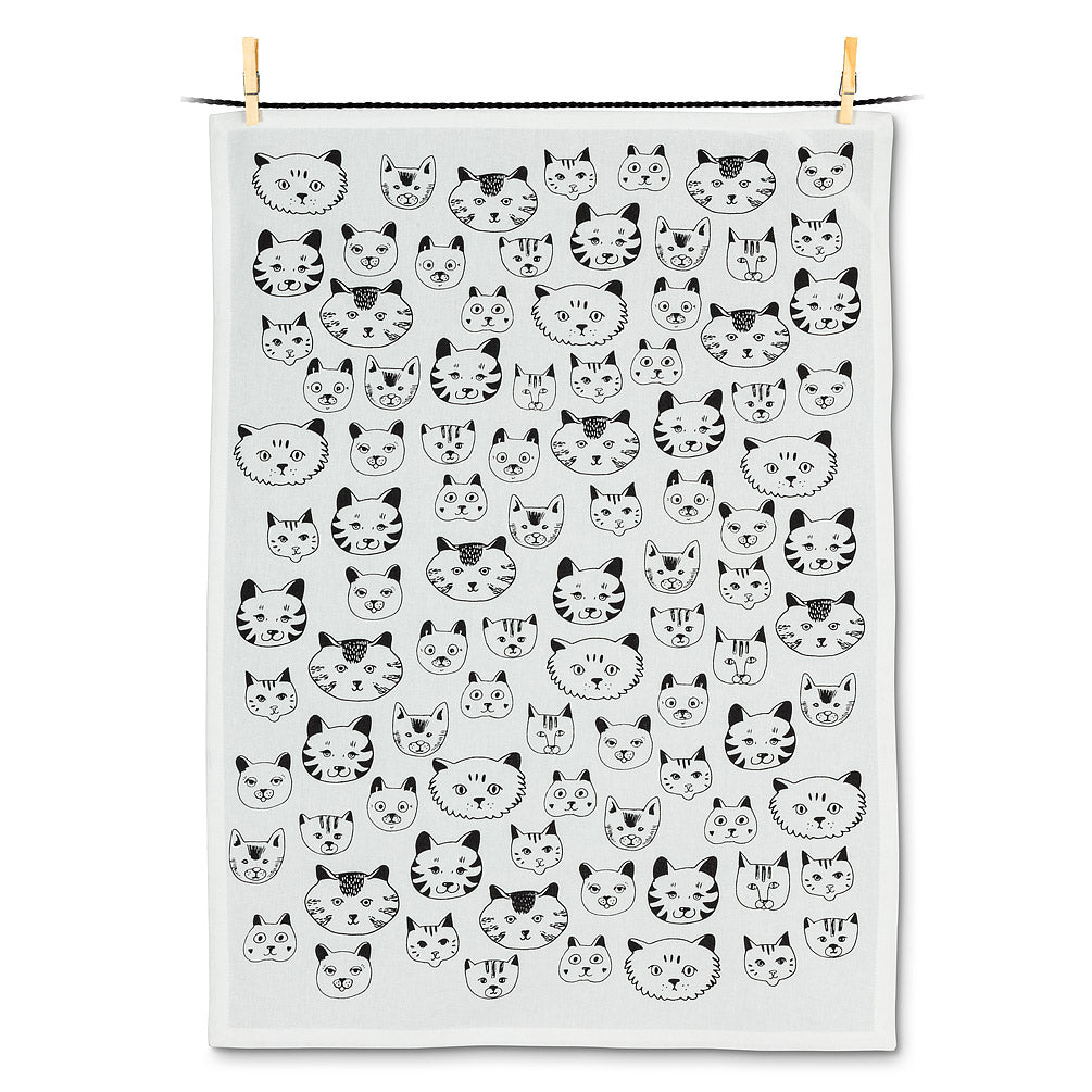 Cat faces Tea Towel