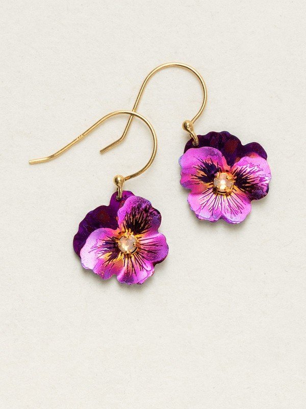 Holly Yashi Garden Pansy Drop Earrings