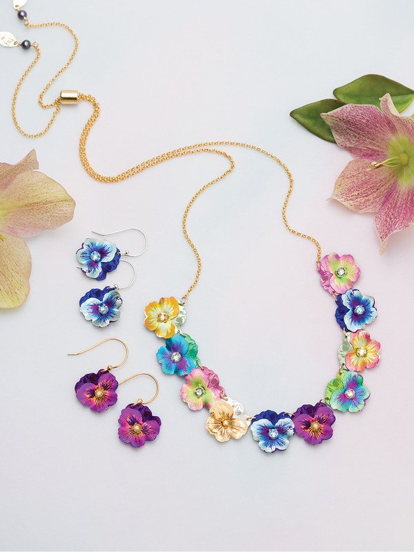 Holly Yashi Garden Pansy Drop Earrings