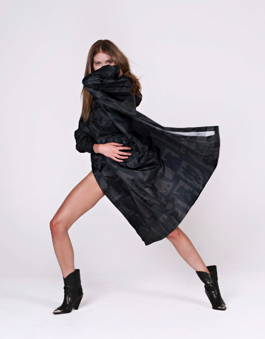 Rainkiss Back To Black Art Rain Poncho
