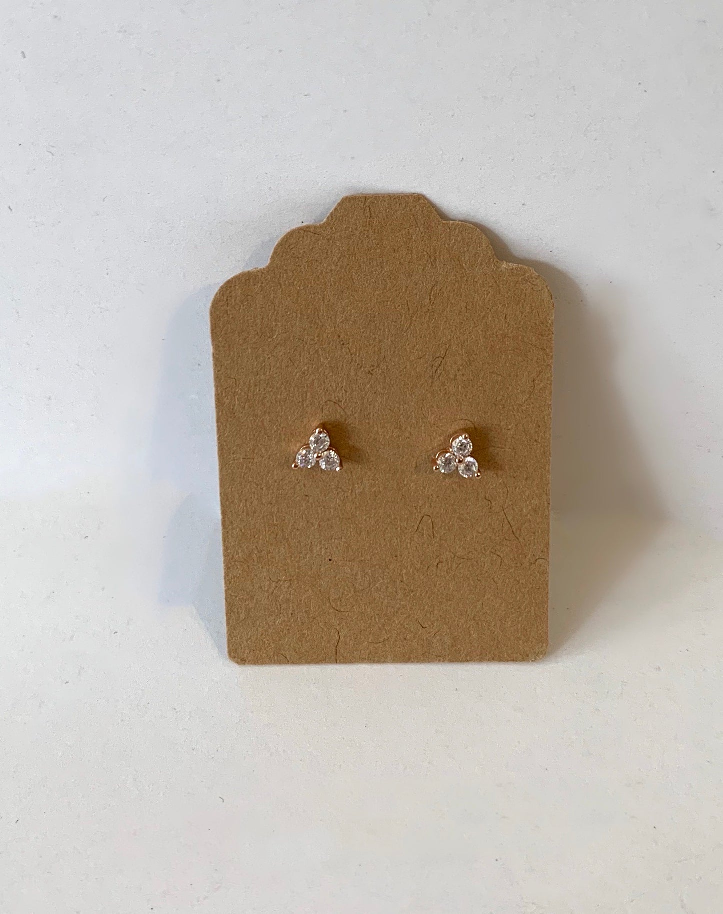 Tri Stone Stud Earrings