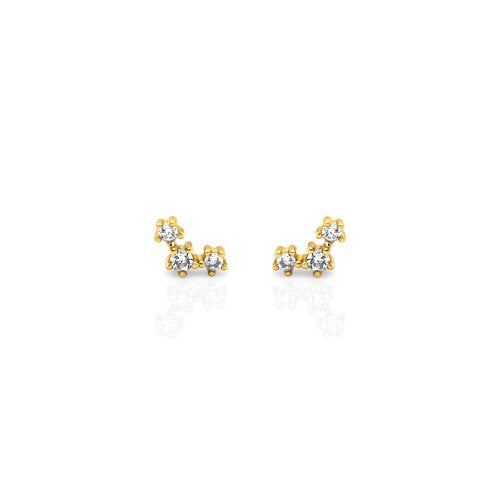 Gold Vermeil Three Stone Cluster Studs