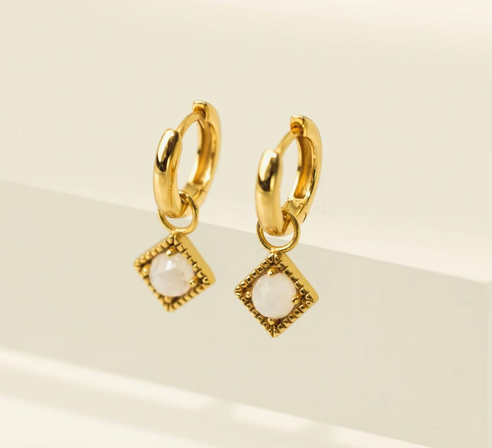 Lover’s Tempo Moonstone Eclipse Drop Hoop Earrings
