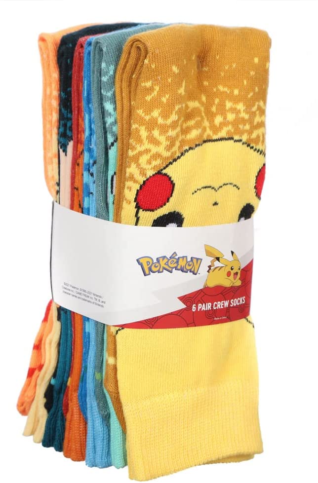 Pokémon 6 Pack Crew Socks