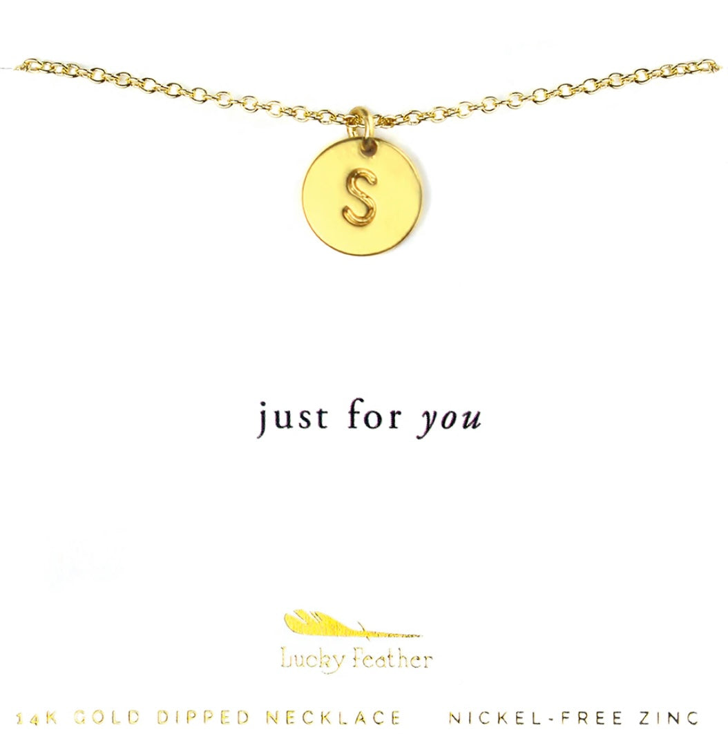 Lucky Feather Gold Initial Necklace