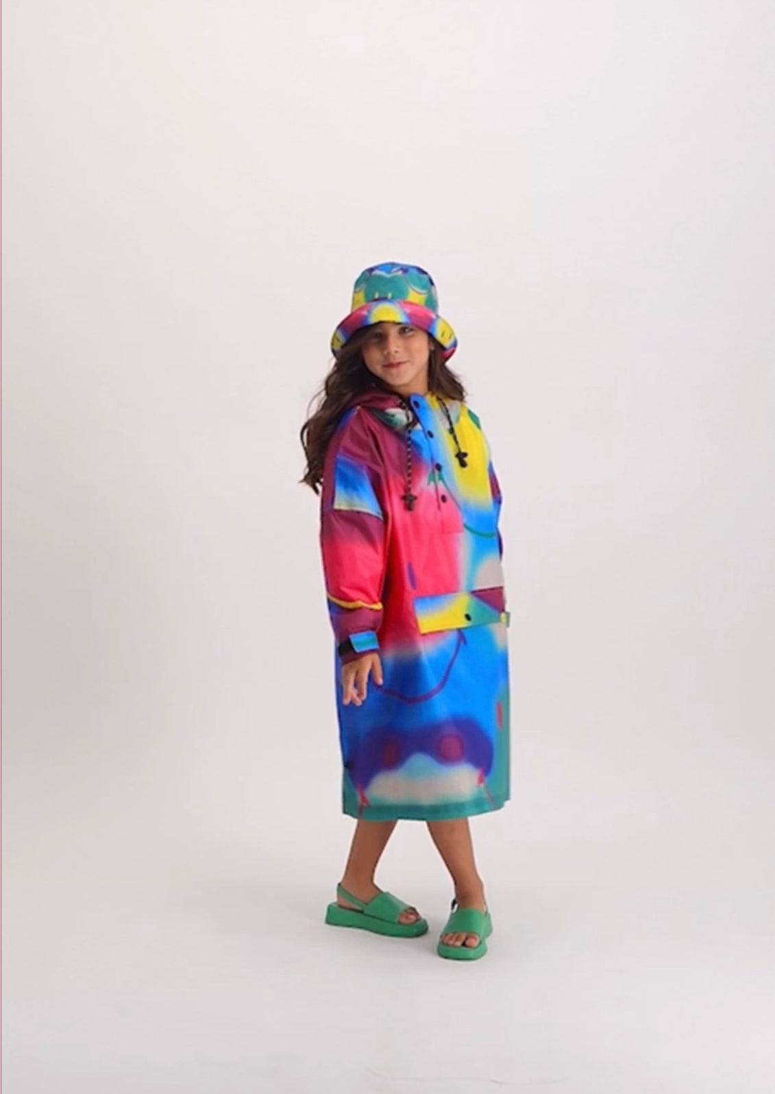 Rainkiss Rainbow Art x Smiley Kids Rain Poncho