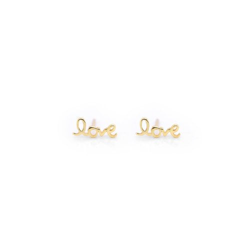 Gold Vermeil Cursive Love Studs