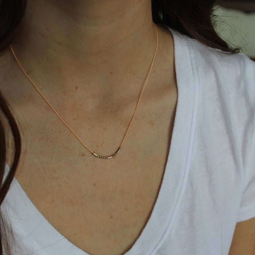 Lucky Feather Morse Code BFF Necklace