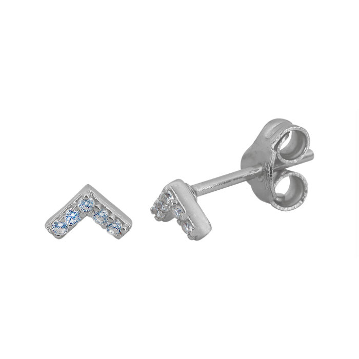 Chevron Cubic Zirconia Stud Earrings