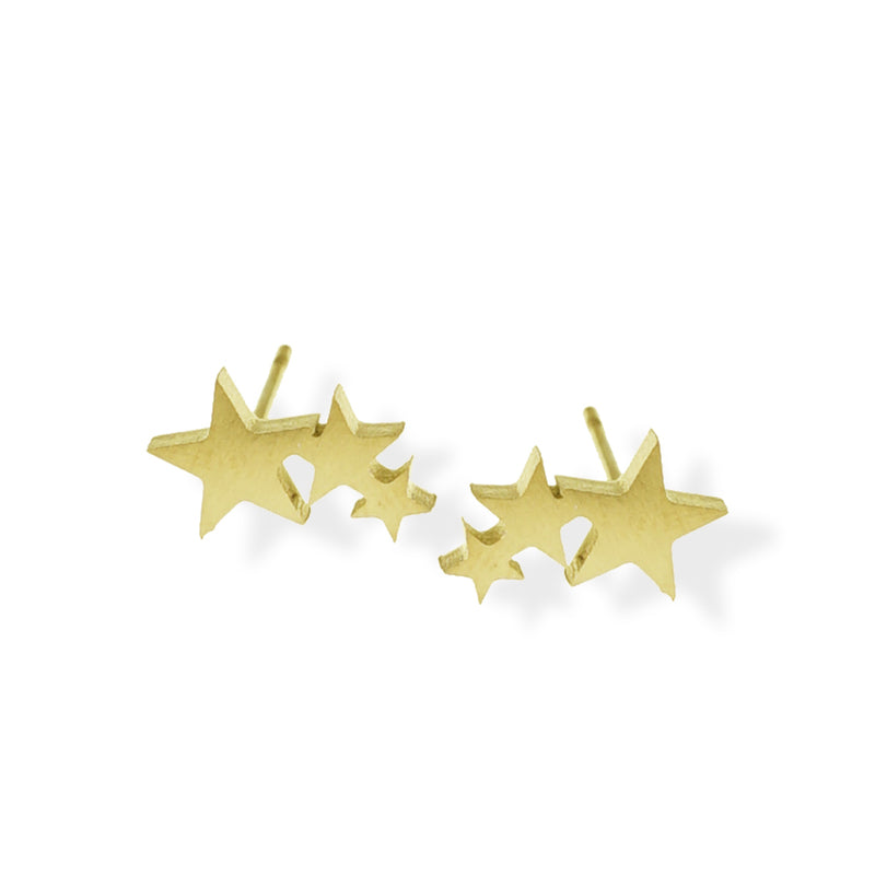 jj+rr Open Triple Star Studs