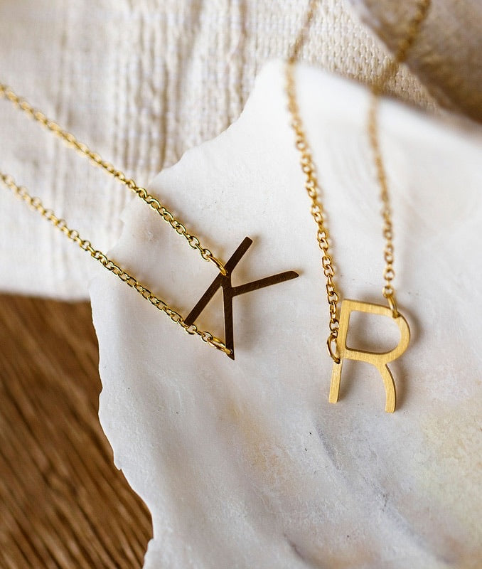 jj+rr Asymmetrical Initial Necklace