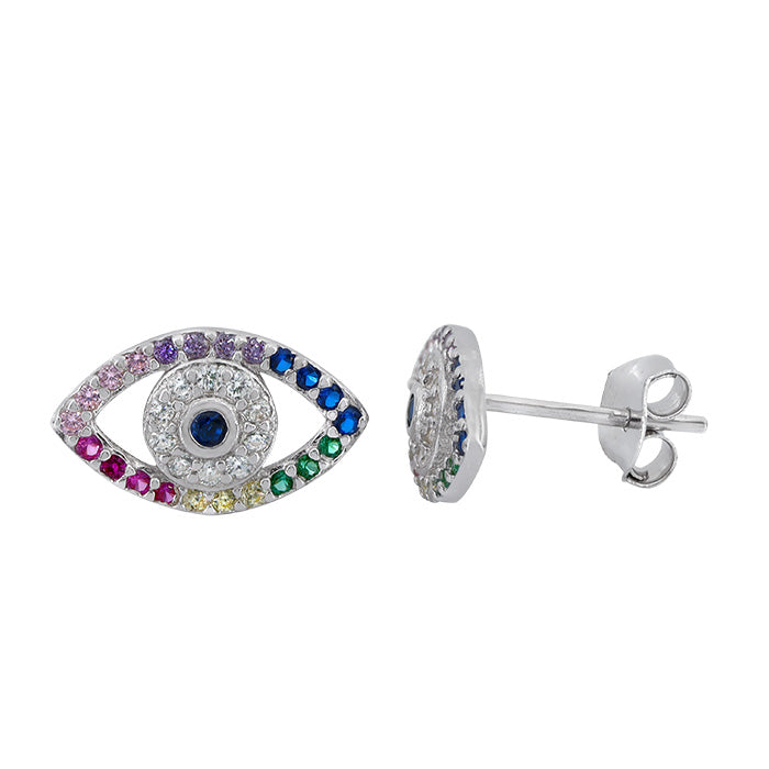 Evil Eye Cubic Zirconia Stud Earrings