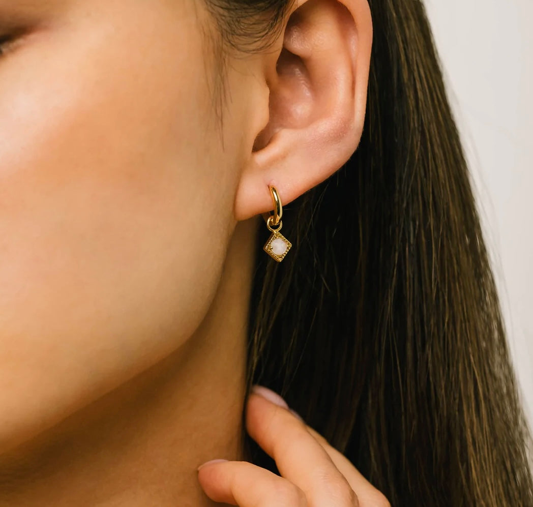 Lover’s Tempo Moonstone Eclipse Drop Hoop Earrings