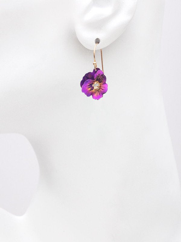 Holly Yashi Garden Pansy Drop Earrings