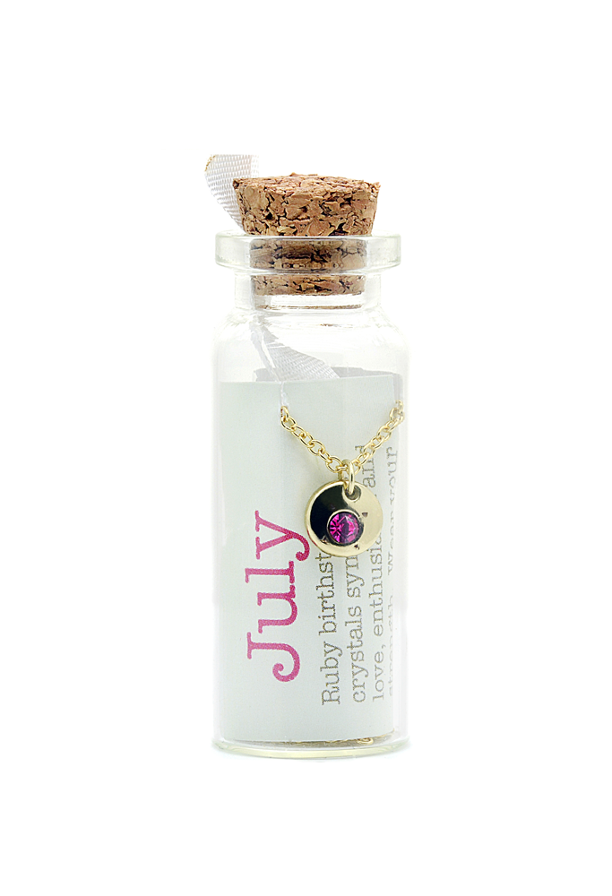 Lucky Feather Bottled Birthstone Necklace