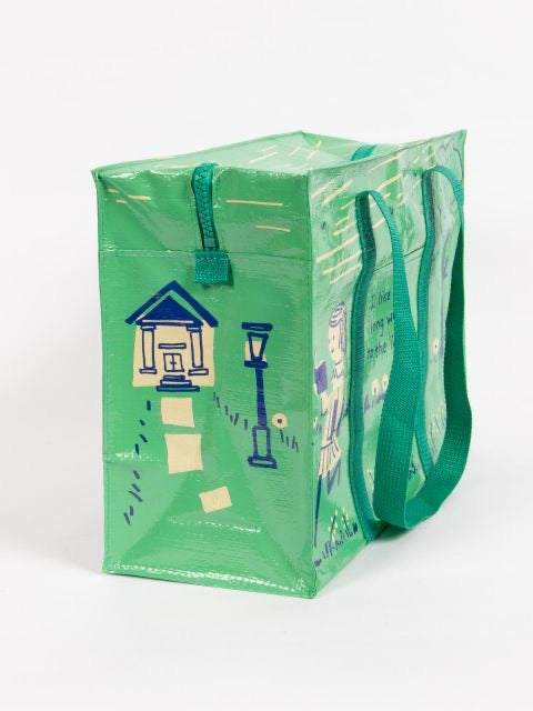 Blue Q Shoulder Tote Walks to the Library