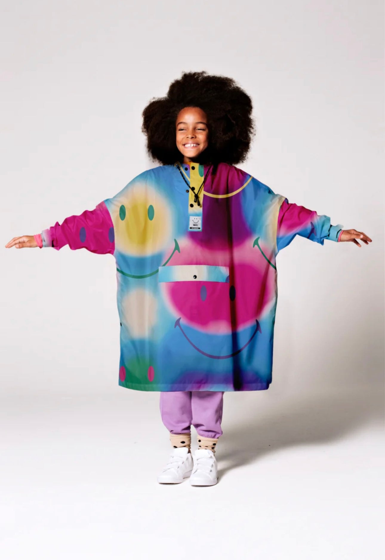 Rainkiss Rainbow Art x Smiley Kids Rain Poncho