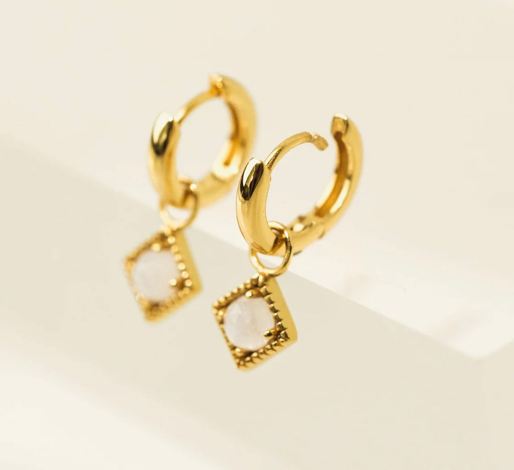 Lover’s Tempo Moonstone Eclipse Drop Hoop Earrings