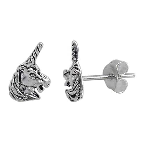 Sterling Silver Unicorn Stud Earrings