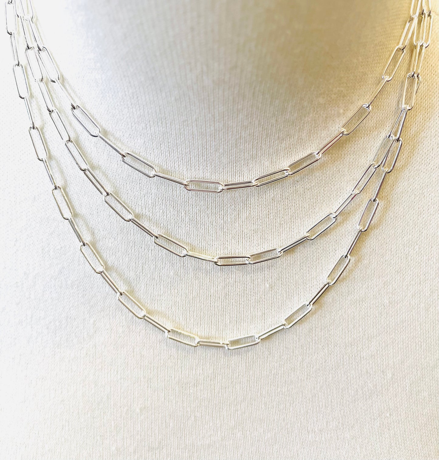 Silver Paper Clip Chain Necklace