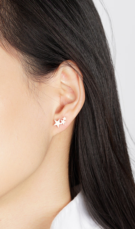 jj+rr Open Triple Star Studs